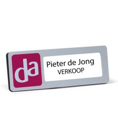 Vensterbadge 75x25mm | Logo: 25X25mm | Venster: 2 regels | Aluminium | Personaliseerbaar